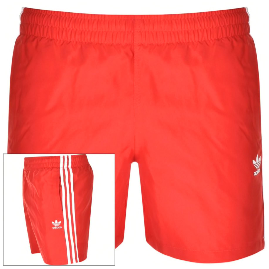 Alternative Image for Productadidas Originals 3 Stripes Swim Shorts Red1